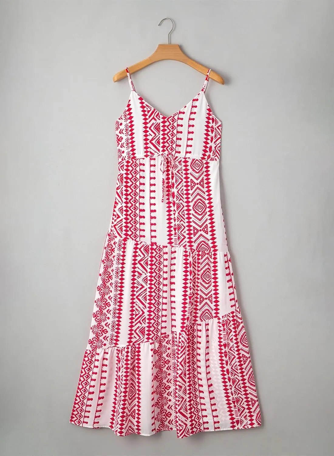 Dokotoo Summer Dress Casual Womens Boho Dress Sleeveless Printed Long Tiered Maxi Dress Beach Dress 2025