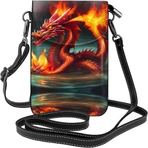Dragon King in Fire Printed Women's Crossbody Phone Bag - Perfect for Travel and Shopping