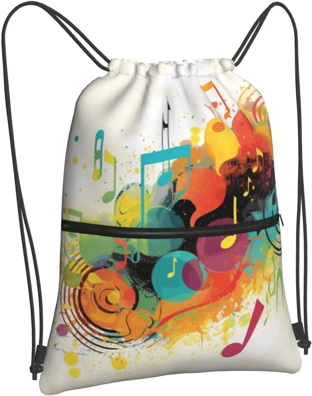 Drawstring Backpack Sports Gym Bags Abstract Music Themed Drawstring Bags for Men Women Beach Bag String Bag