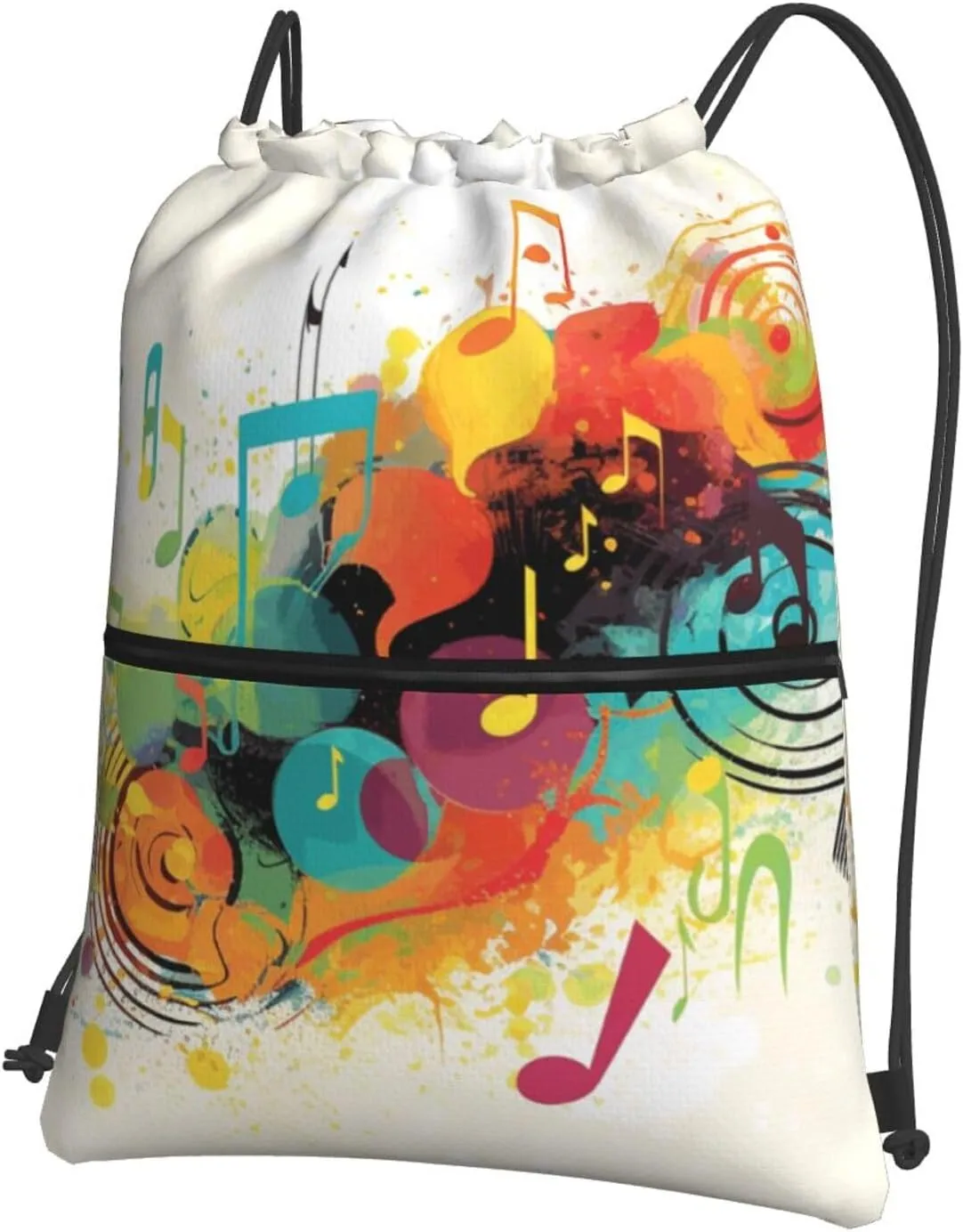 Drawstring Backpack Sports Gym Bags Abstract Music Themed Drawstring Bags for Men Women Beach Bag String Bag