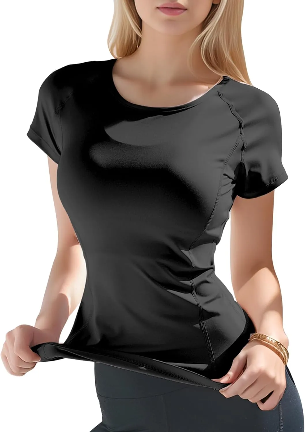 DREAM SLIM Women Long Sleeve Workout Shirts Girls Stretchy Slim Fit Yoga Gym Tops Mesh Back Running Sports Shirts …