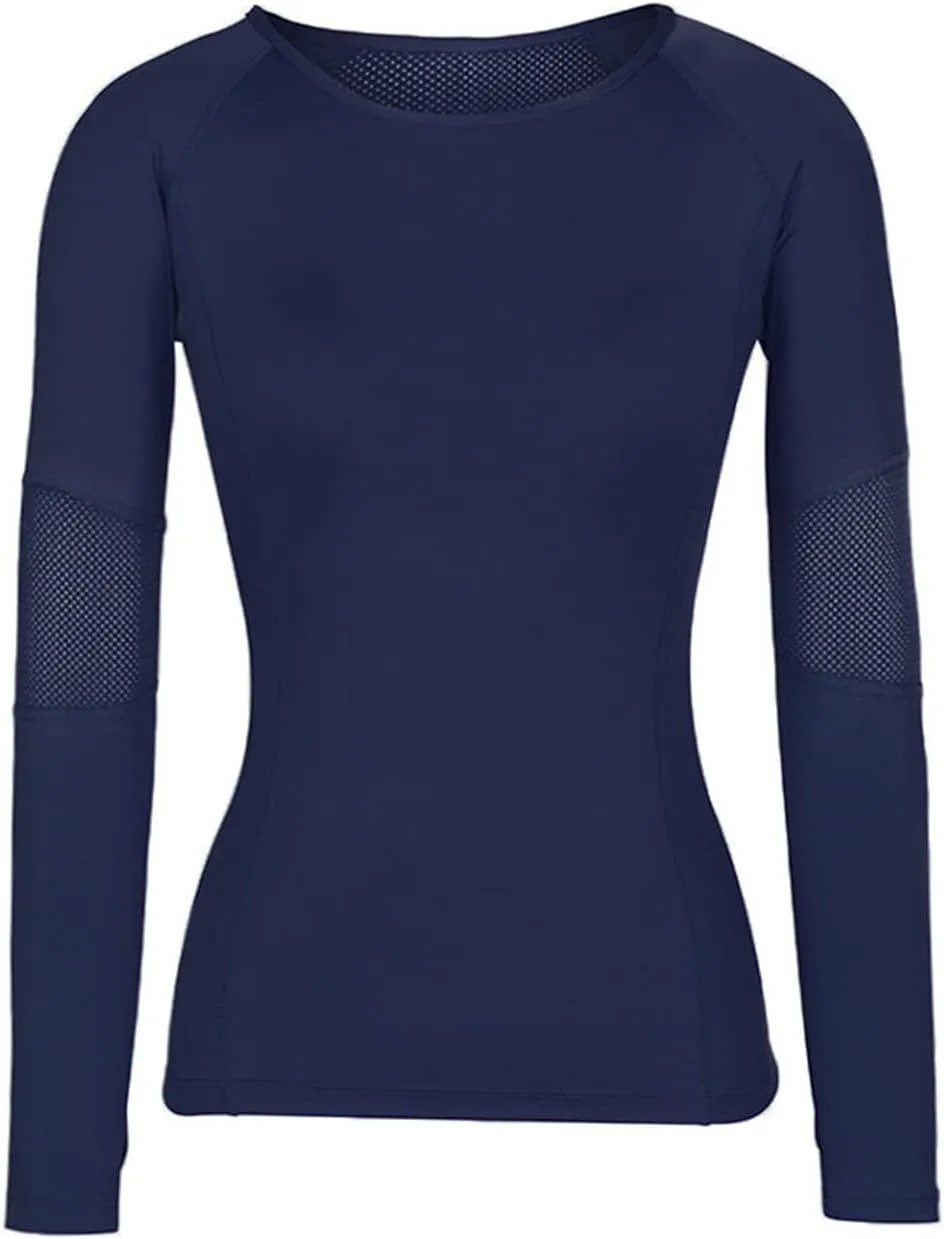 DREAM SLIM Women Long Sleeve Workout Shirts Girls Stretchy Slim Fit Yoga Gym Tops Mesh Back Running Sports Shirts …
