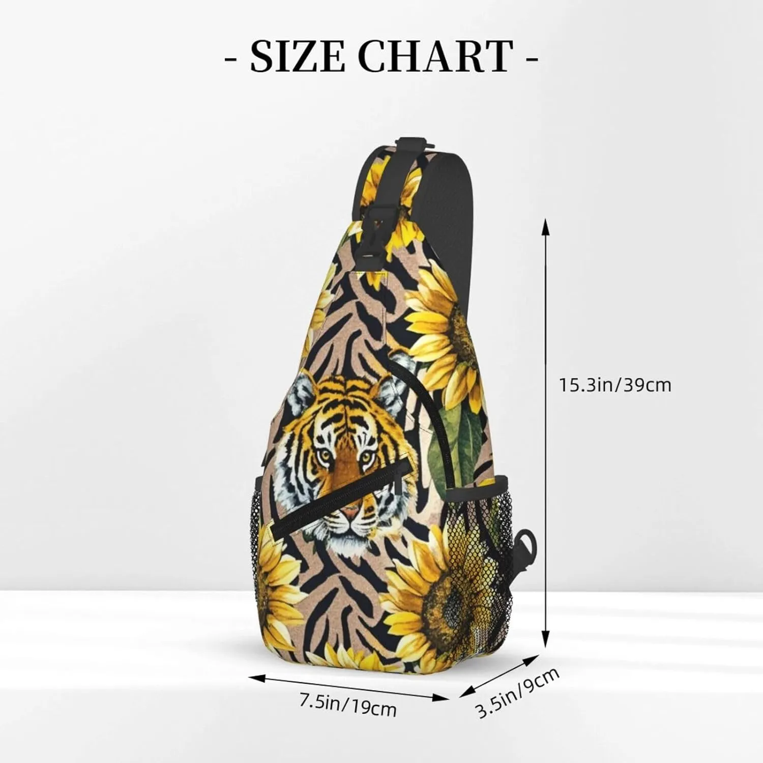 Dreamy Tiger Sunflower Crossbody Bags Cross Chest Bag Adjustable Sling Backpack for Women Men
