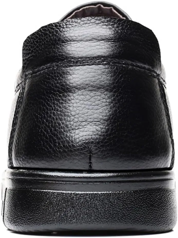 Dress Shoes for Men Men's Genuine Leather Dress Shoes Breathable Round Toe Business Footwear for Middle-Aged Men Stylish Wedding Flats