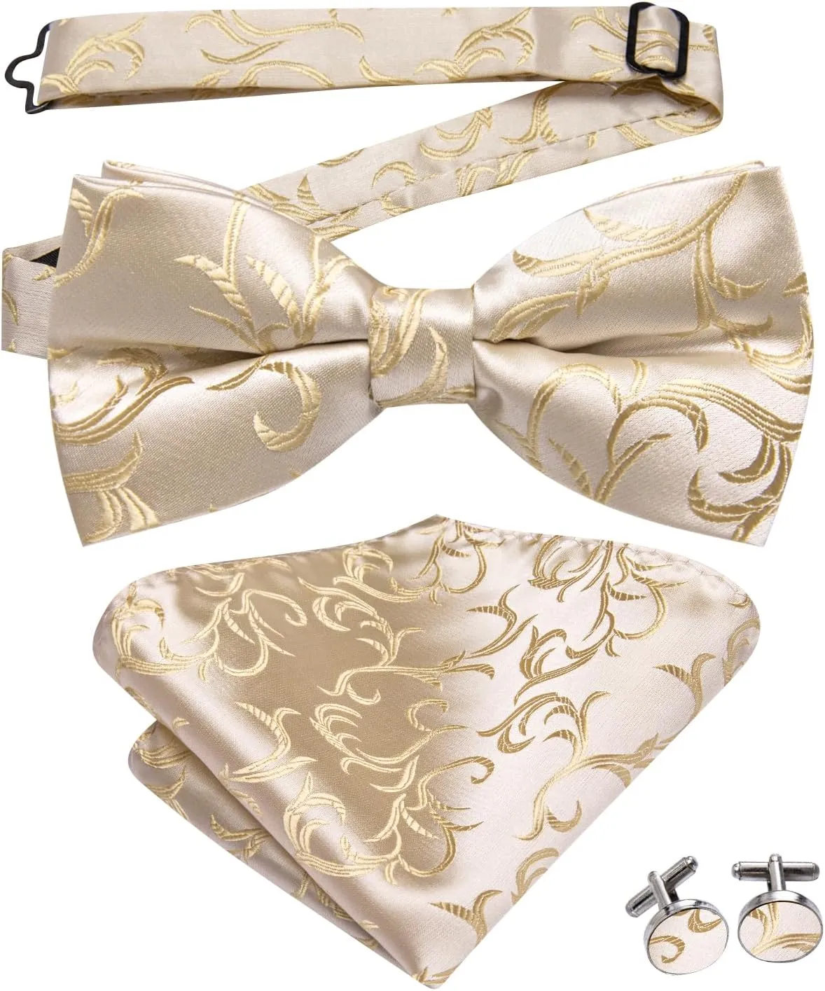 Dubulle Mens Paisley Striped Bowtie Set Pre-tied Bowtie for Men and Pocket Square Set Wedding Business