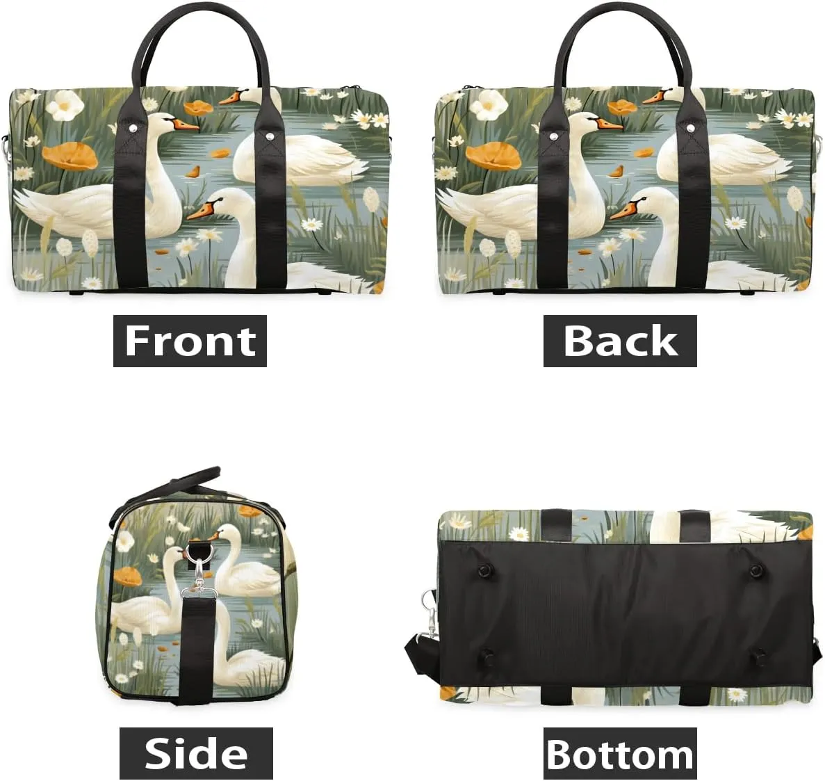 Duck Pattern Travel Duffel Bag for Women Men Waterproof Foldable Overnight Weekender Bag Large Capacity Sports Gym Bag