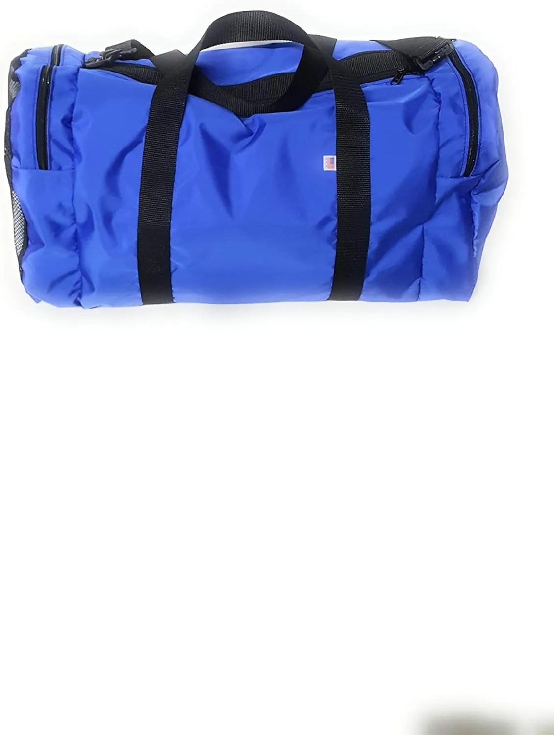 Duffle Bag Wet and Dry with One End Compartment Mesh, Front Pocket, Made In USA (Blue)
