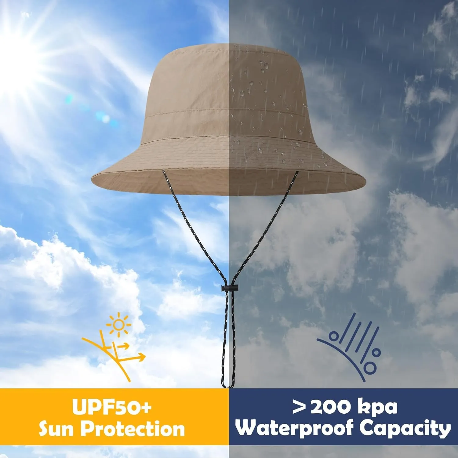 Durio Waterproof Bucket Hats for Woman UPF 50  Sun Hat UV Protection Packable Rain Hats for Women Lightweight Hiking Hat
