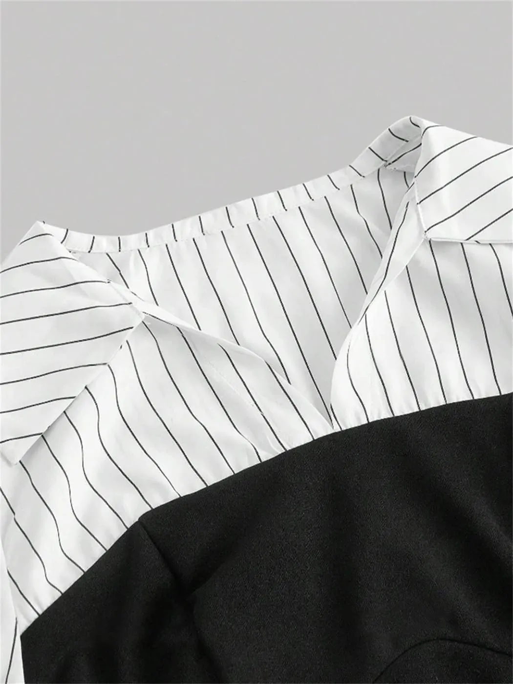 Dvbfufv Women's Fashion Trendy Striped Spliced Lapel Shirt Elegant Style Business Casual Office Blouse