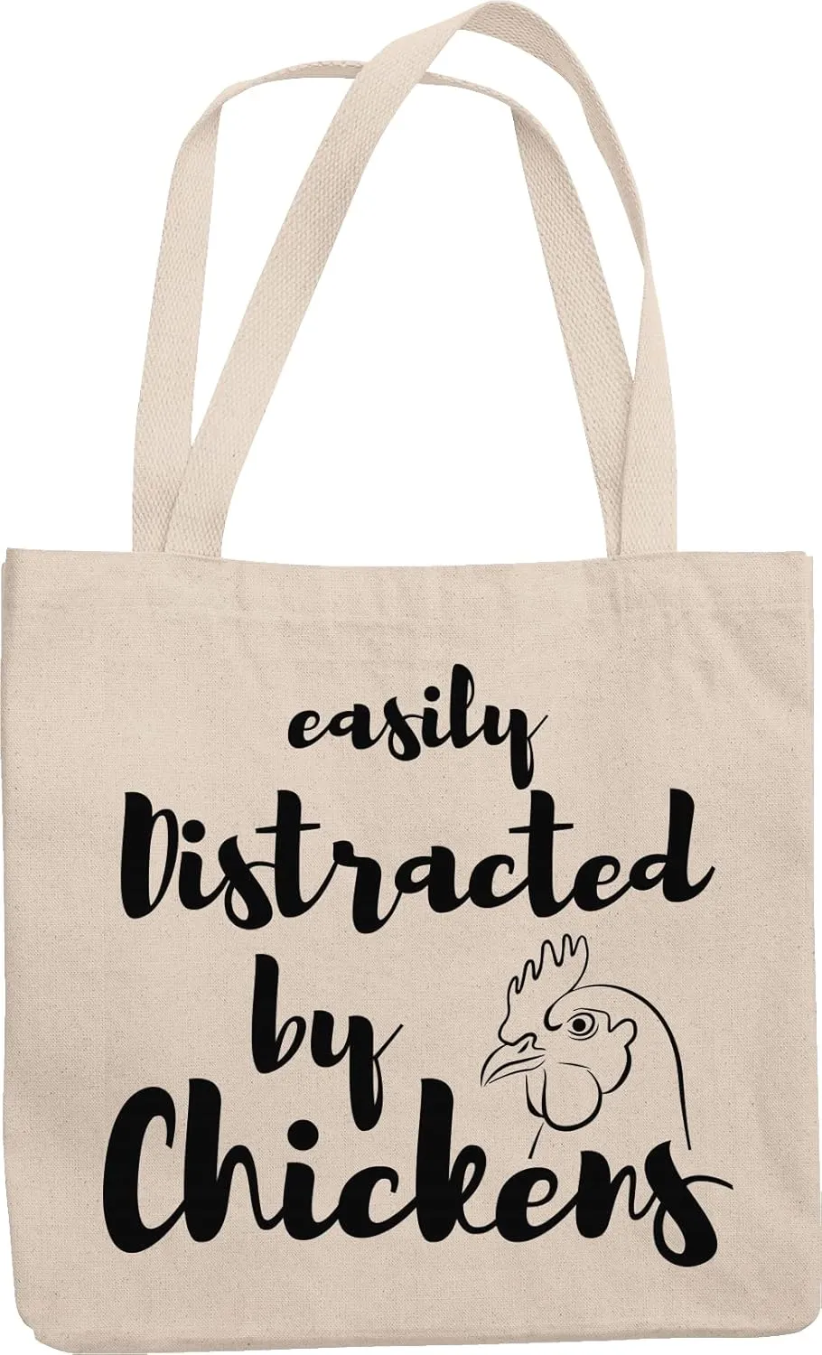 Easily Distracted By Chicken. Ranch And Country Life Reusable Tote Bag For People Who Are On Farming, Animal Husbandry, Livestock Farming, Aviary And Poultry Raising
