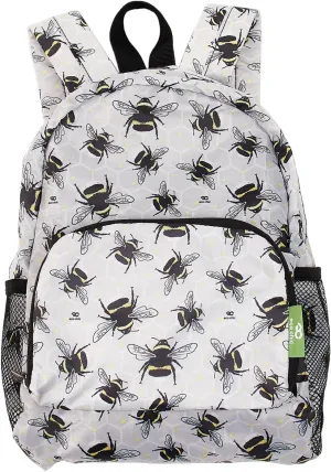 ECO CHIC Hiking Lightweight Packable Backpack - Foldable Daypack for Travel & Hiking & Outdoor Adventures - Waterproof Backpack from Recycled Materials (Bumble Bees Grey)