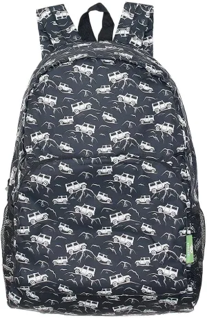 ECO CHIC Hiking Lightweight Packable Backpack - Foldable Daypack for Travel & Hiking & Outdoor Adventures - Waterproof Backpack from Recycled Materials (Landrovers Black)