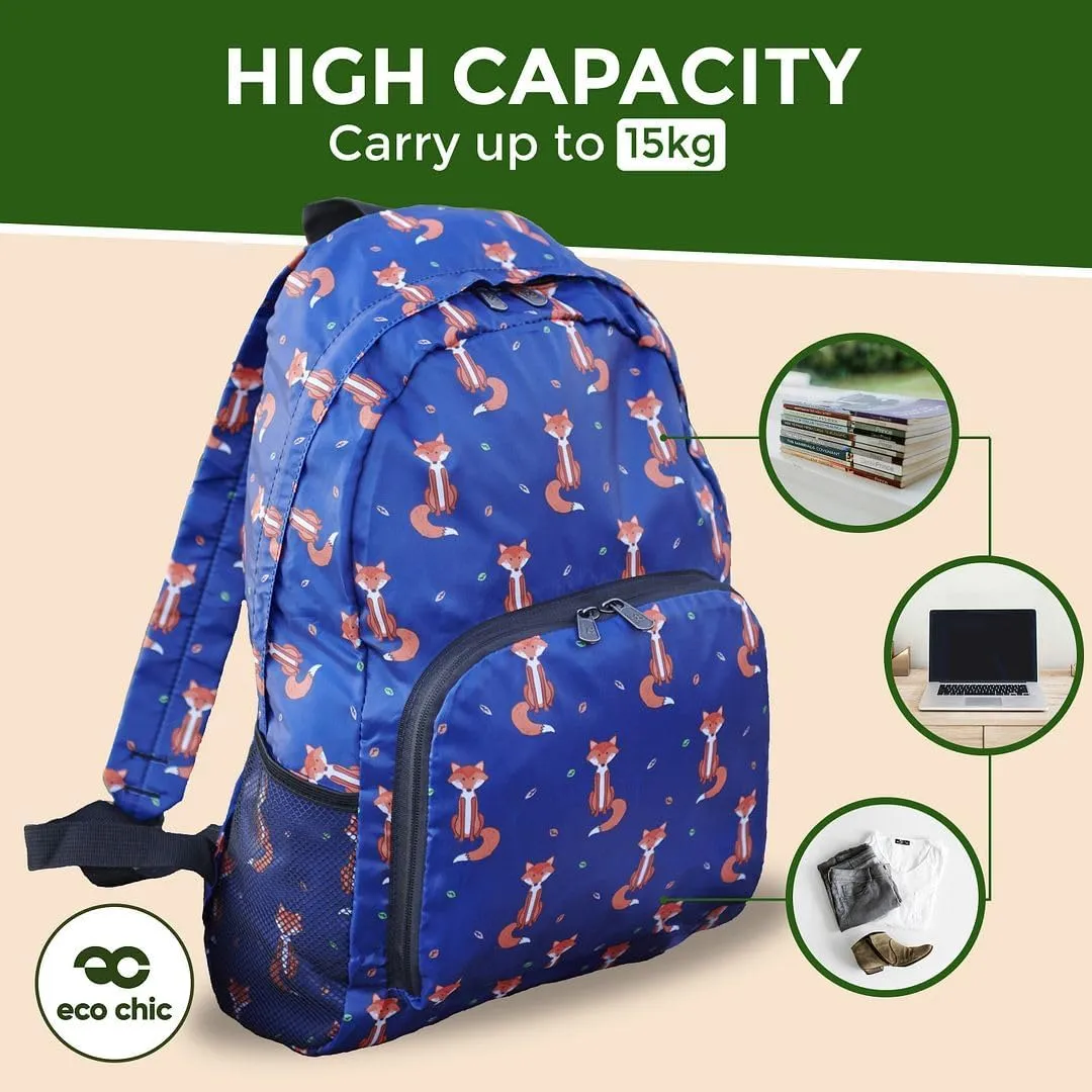 ECO CHIC Hiking Lightweight Packable Backpack - Foldable Daypack for Travel & Hiking & Outdoor Adventures - Waterproof Backpack from Recycled Materials (Landrovers Black)