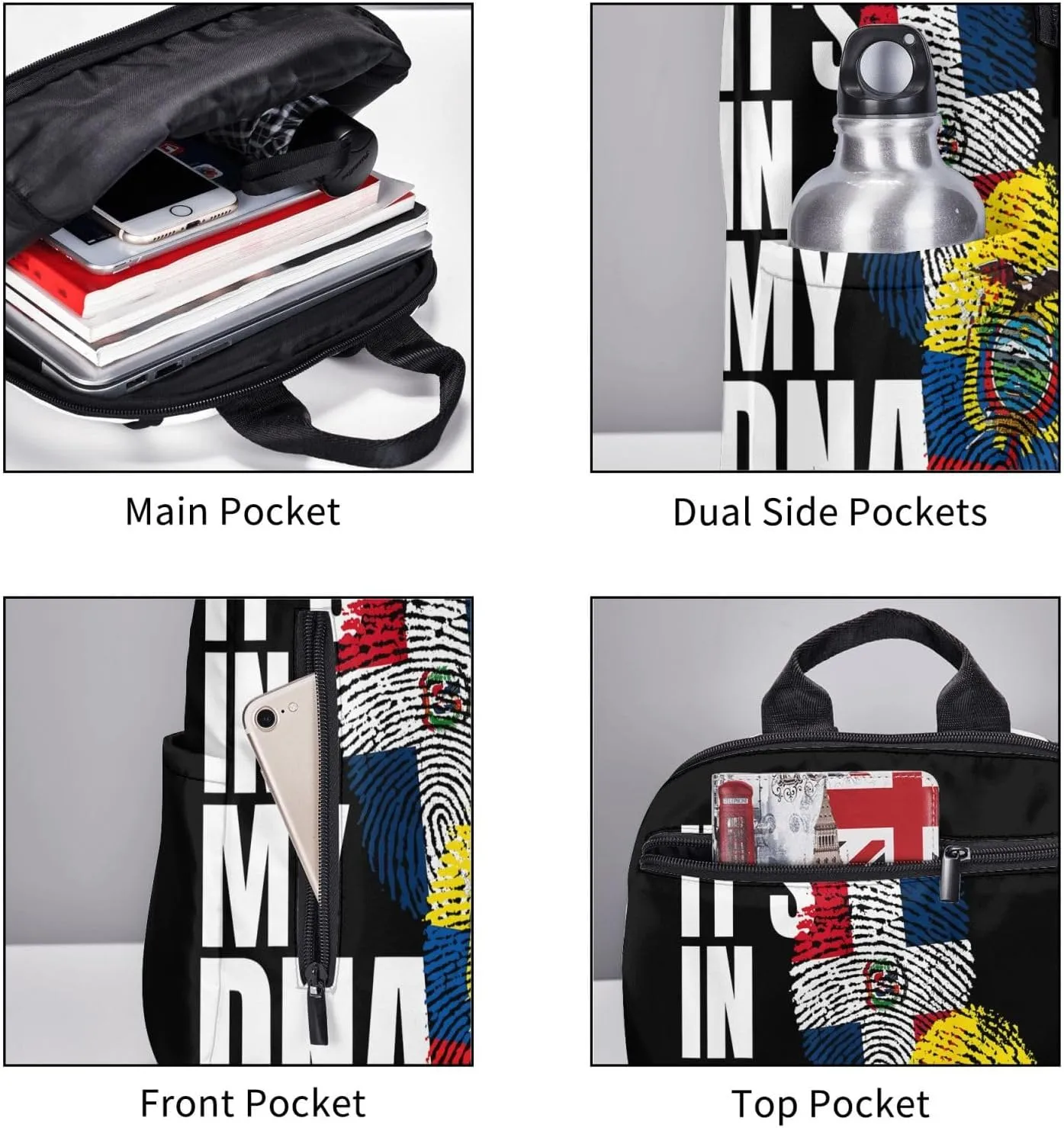 Ecuadorian Dominican Mix Flag Casual Backpacks Large Capacity Laptop Backpack Sports Fitness Rucksack Travel Carry-On Daypack Work Bag for Outdoor Camping