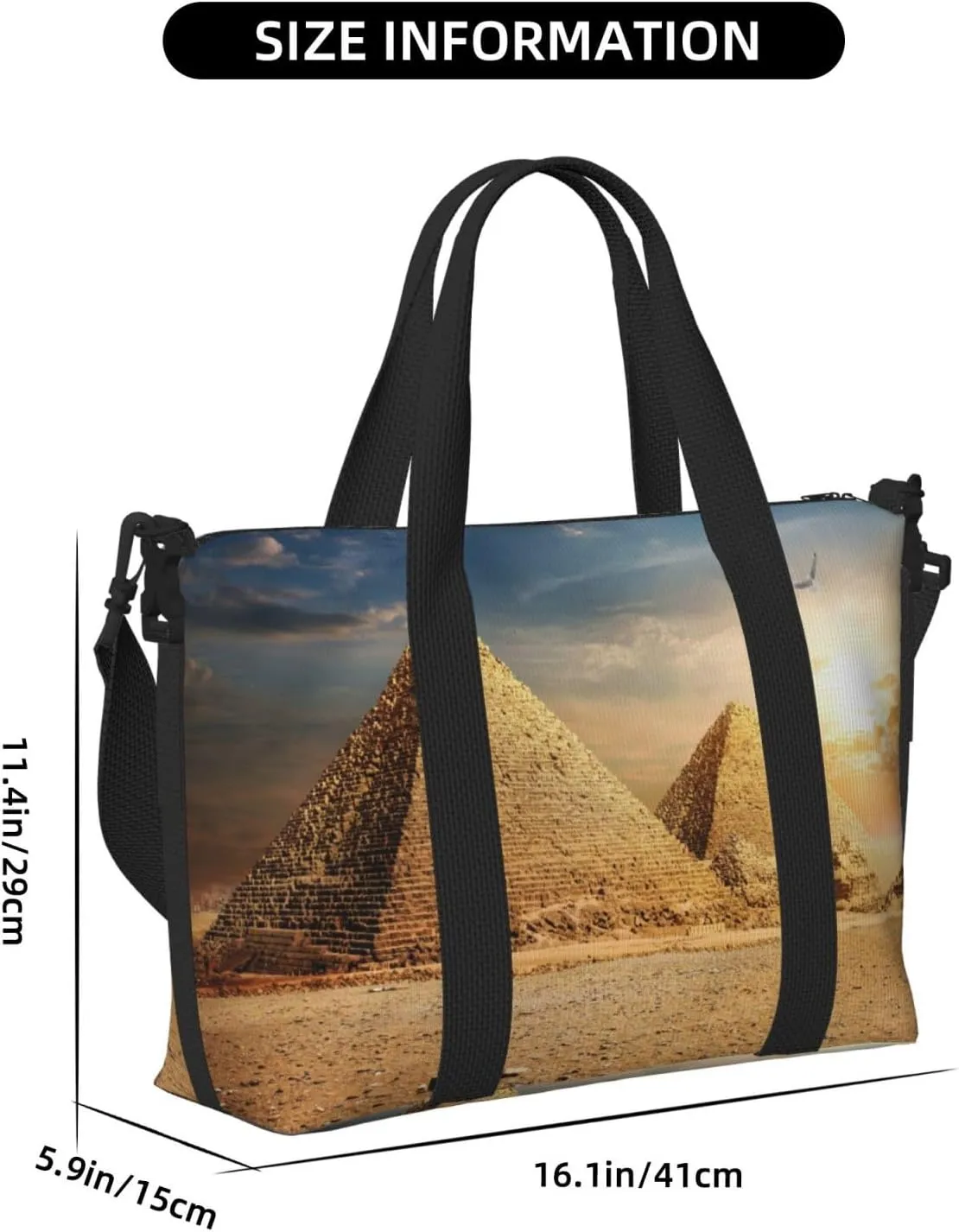 Egyptian Pyramid In Desert Hand Travel Bag For Men Women,Stylish Handheld Crossbody Travel Bag For Business Leisure Trave