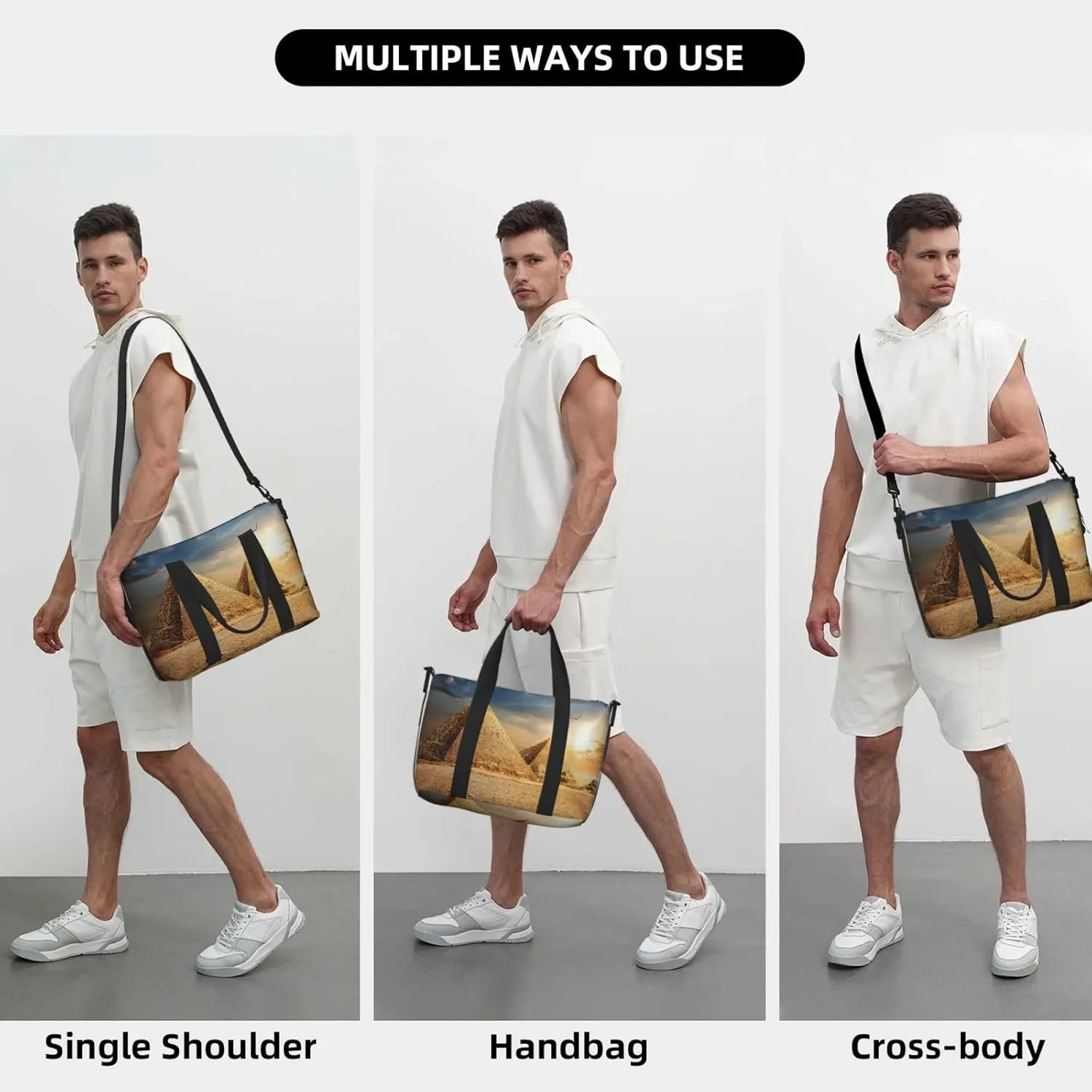 Egyptian Pyramid In Desert Hand Travel Bag For Men Women,Stylish Handheld Crossbody Travel Bag For Business Leisure Trave