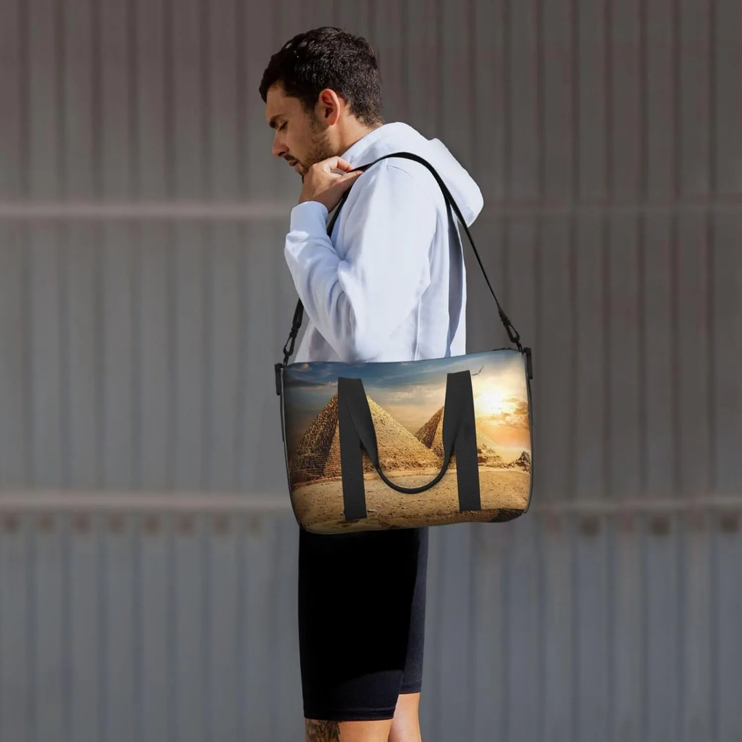 Egyptian Pyramid In Desert Hand Travel Bag For Men Women,Stylish Handheld Crossbody Travel Bag For Business Leisure Trave