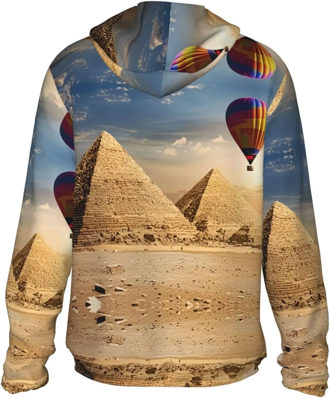 Egyptian Pyramid in Desert Print Sun Protection Hoodie Shirt Athletic Shirts Lightweight Sunscreen for Men Women