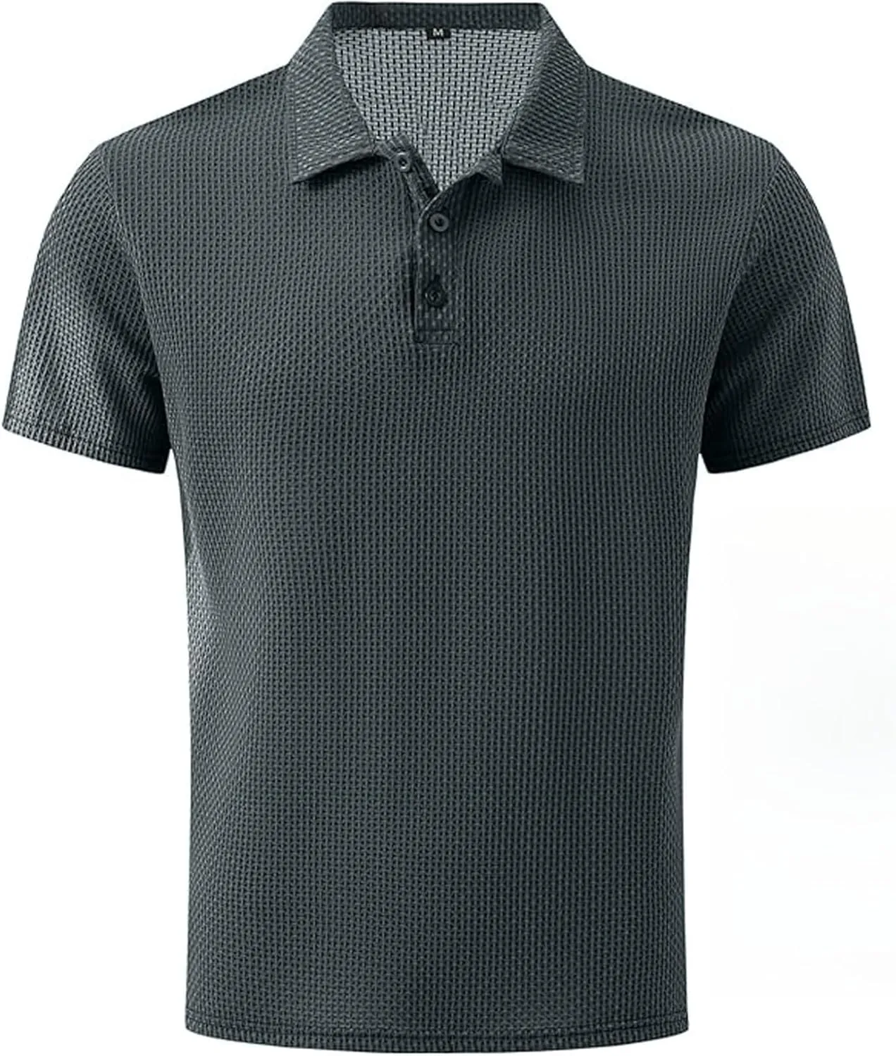 Elavure - The Prestigio Polo Shirt Men's Fitted Short Sleeve Textured Dress Polo Shirts Business Casual Active Pique Shirts