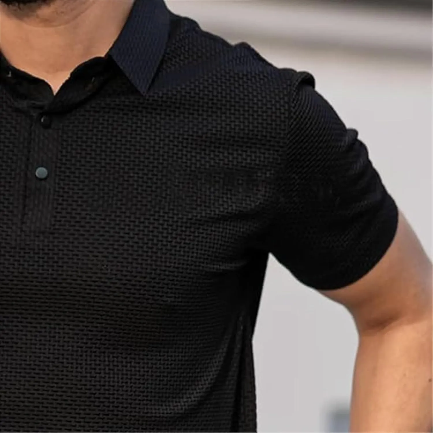 Elavure - The Prestigio Polo Shirt Men's Fitted Short Sleeve Textured Dress Polo Shirts Business Casual Active Pique Shirts