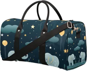 Elephant Animal Print Travel Duffel Bag for Women Men Waterproof Foldable Overnight Weekender Bag Large Capacity Sports Gym Bag