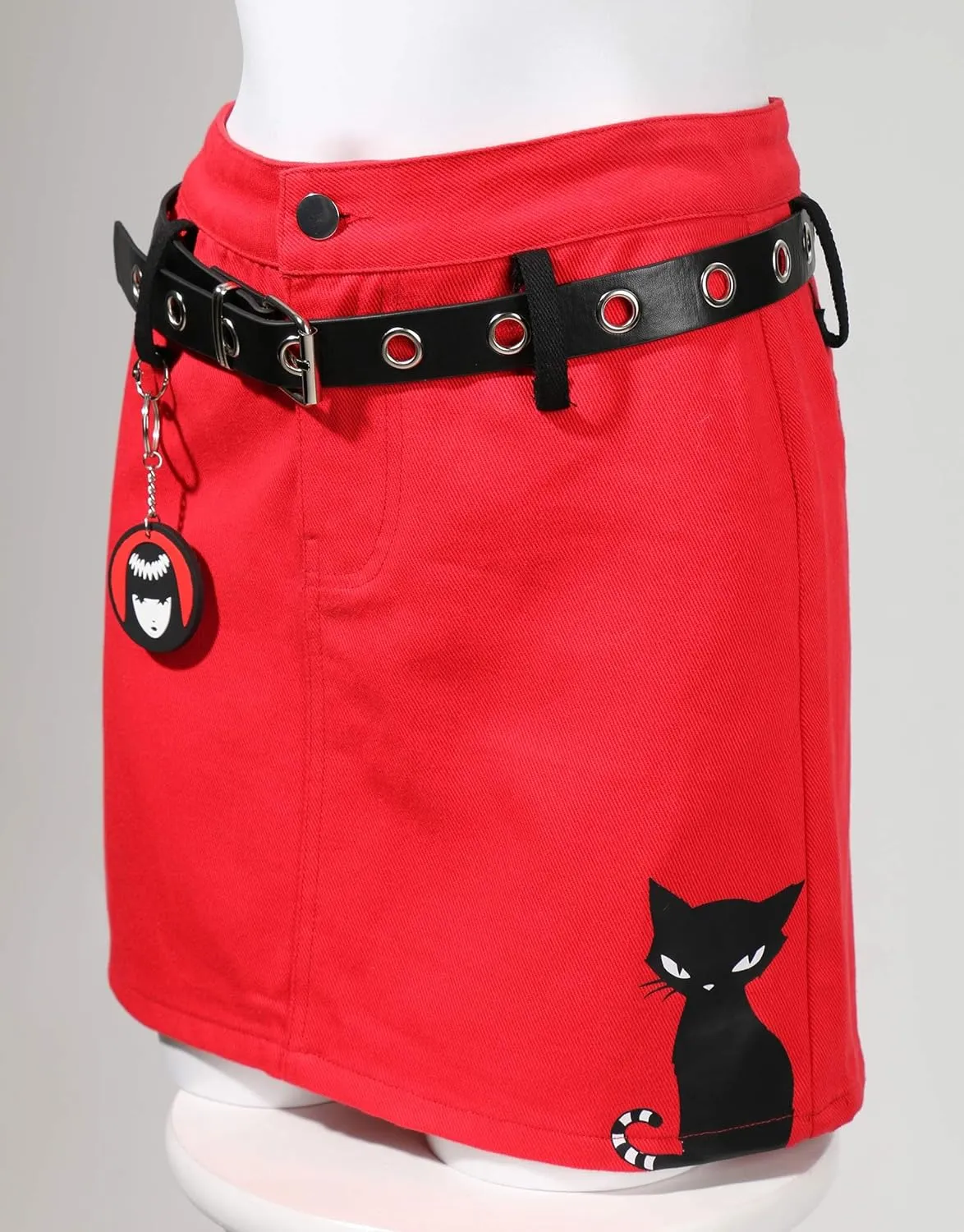 Emily the Strange Women's Mini Skirt Y2K Casual A-line Skirt Women Cat NeeChee Printed Skirt