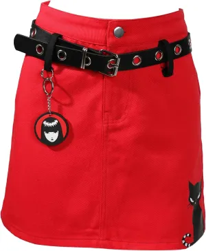 Emily the Strange Women's Mini Skirt Y2K Casual A-line Skirt Women Cat NeeChee Printed Skirt