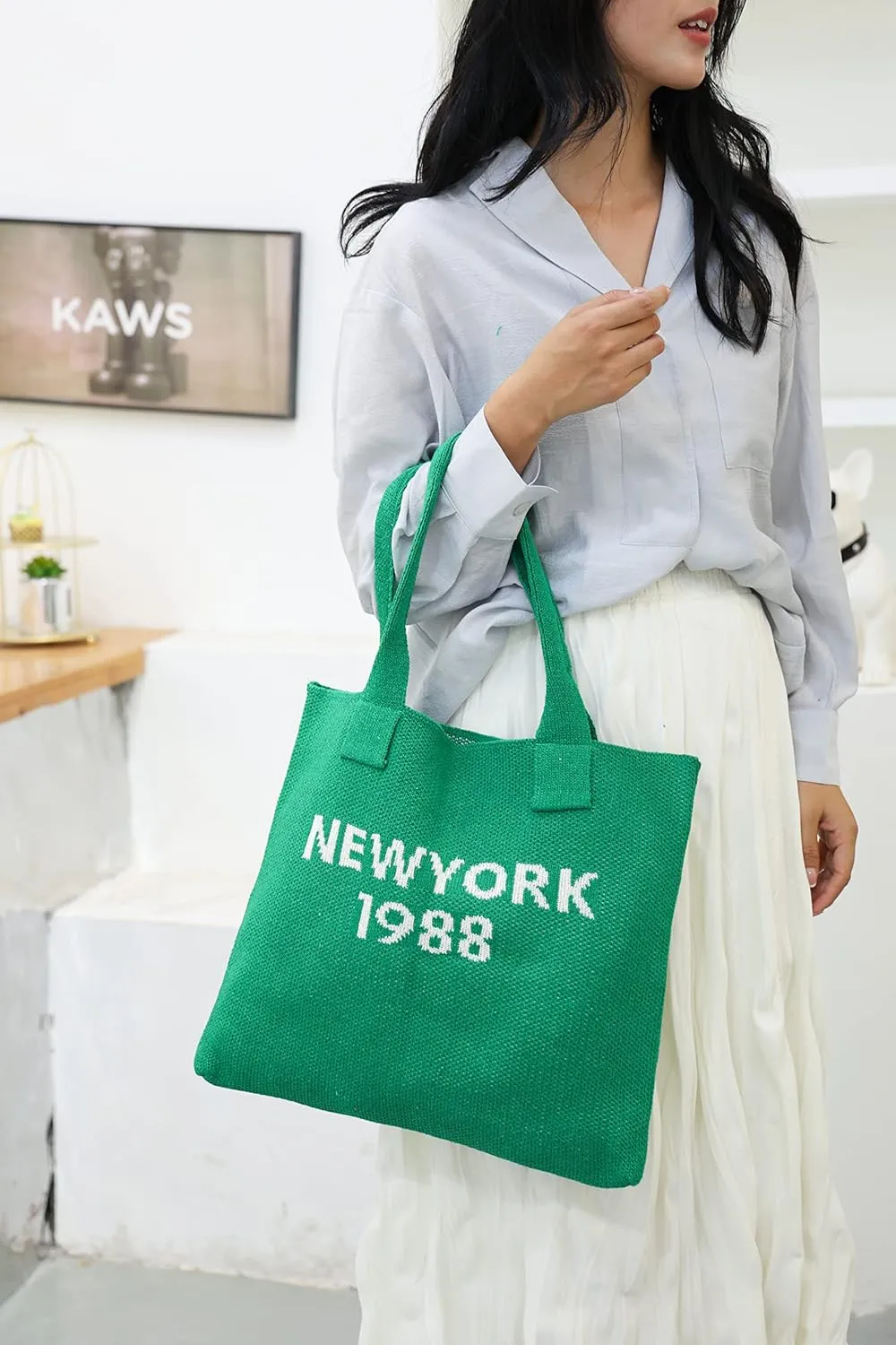 ENBEI Women's tote bags aesthetic Shoulder Handbags Hand crocheted Bags large Shoulder Shopping Bag large satchel cute Bag