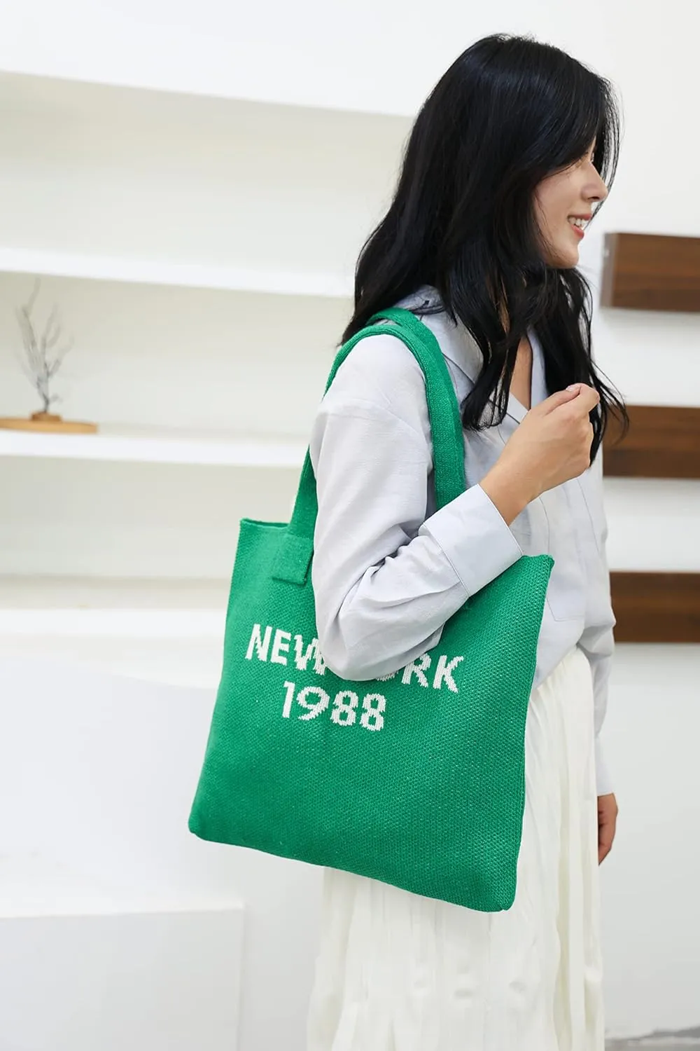 ENBEI Women's tote bags aesthetic Shoulder Handbags Hand crocheted Bags large Shoulder Shopping Bag large satchel cute Bag