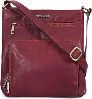 ESTALON Women's Real Leather Crossbody Purse With Adjustable Sling Strap - Medium Size Crossover Shoulder Hand Bag