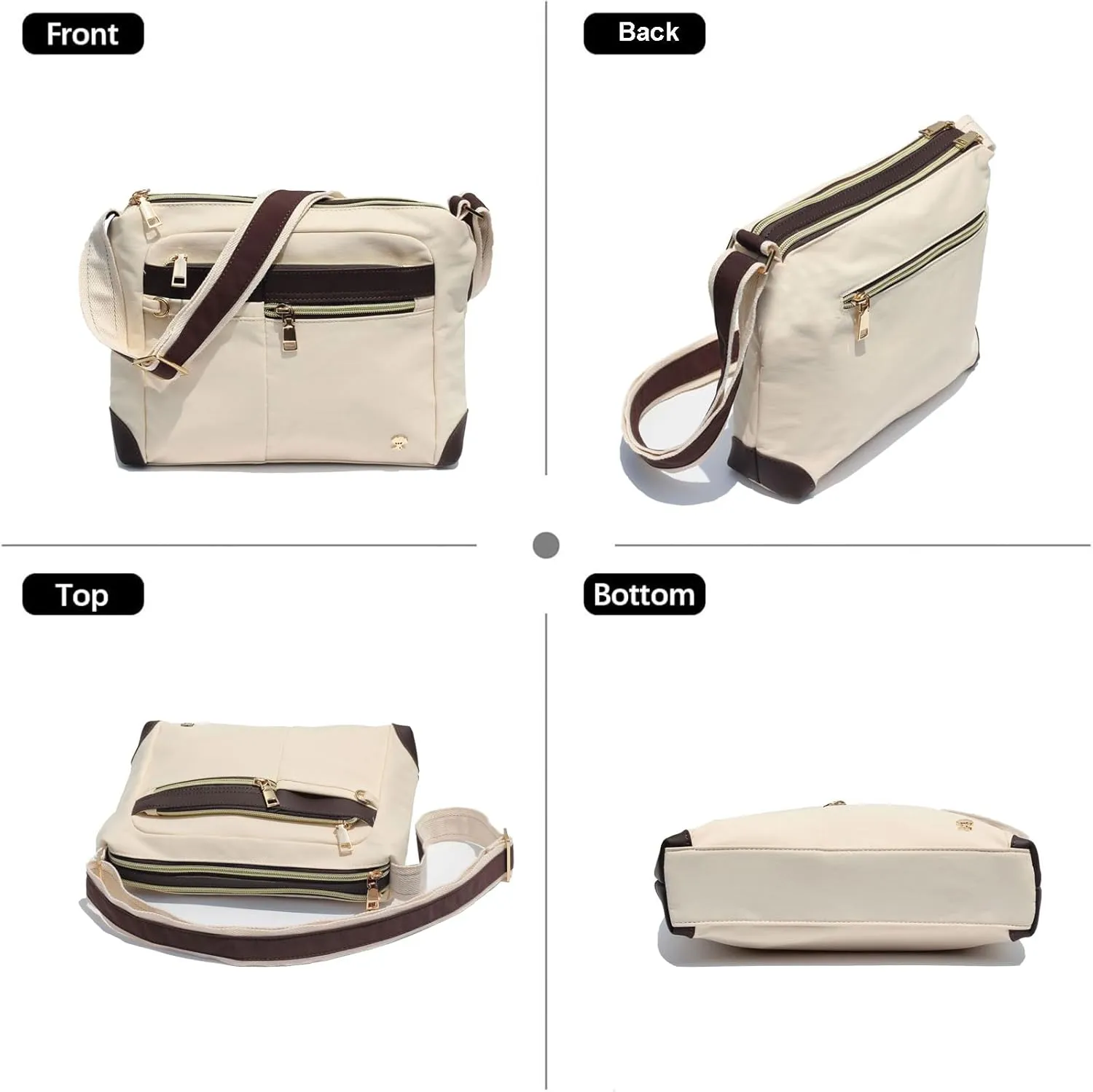 ESVAN Nylon Crossbody Bag For Women Waterproof Lightweight Casual Multi Pockets Shoulder Handbag Purse