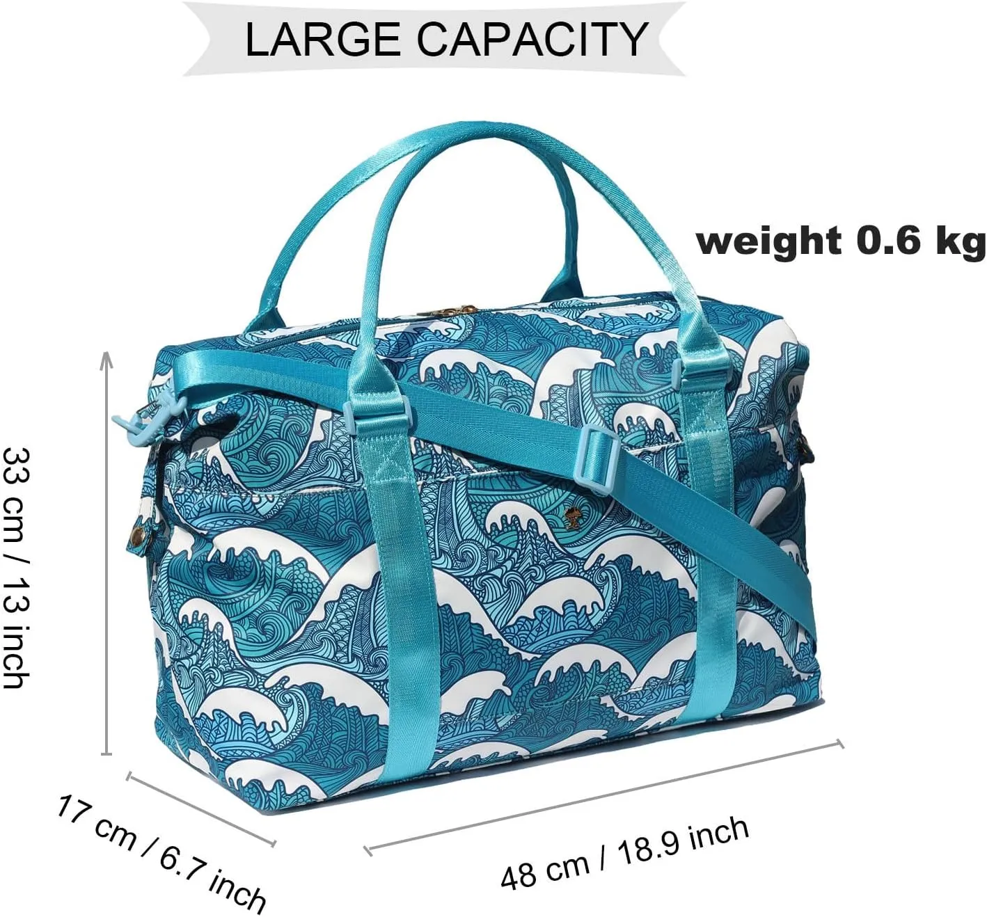 ESVAN Travel Tote Duffel Gym Bag,Weekender Overnight Carry-on Tote Crossbody Bag with Wet Pocket and Trolley Sleeve Upgraded