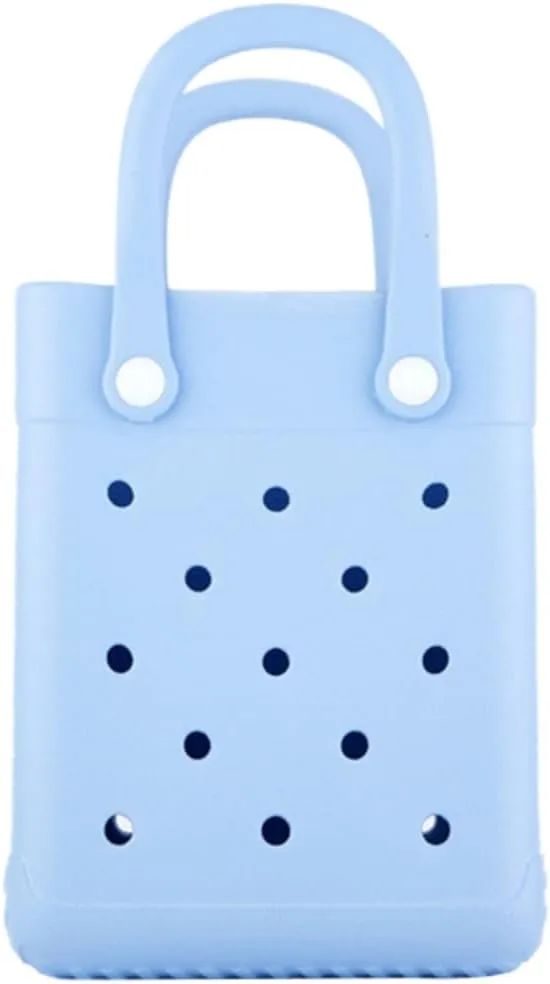 EVA Waterproof Mini Beach Tote, Bitty Rubber Travel Bags Sandproof X Small Size Handbag for Sports Gym Travel Market Outdoor