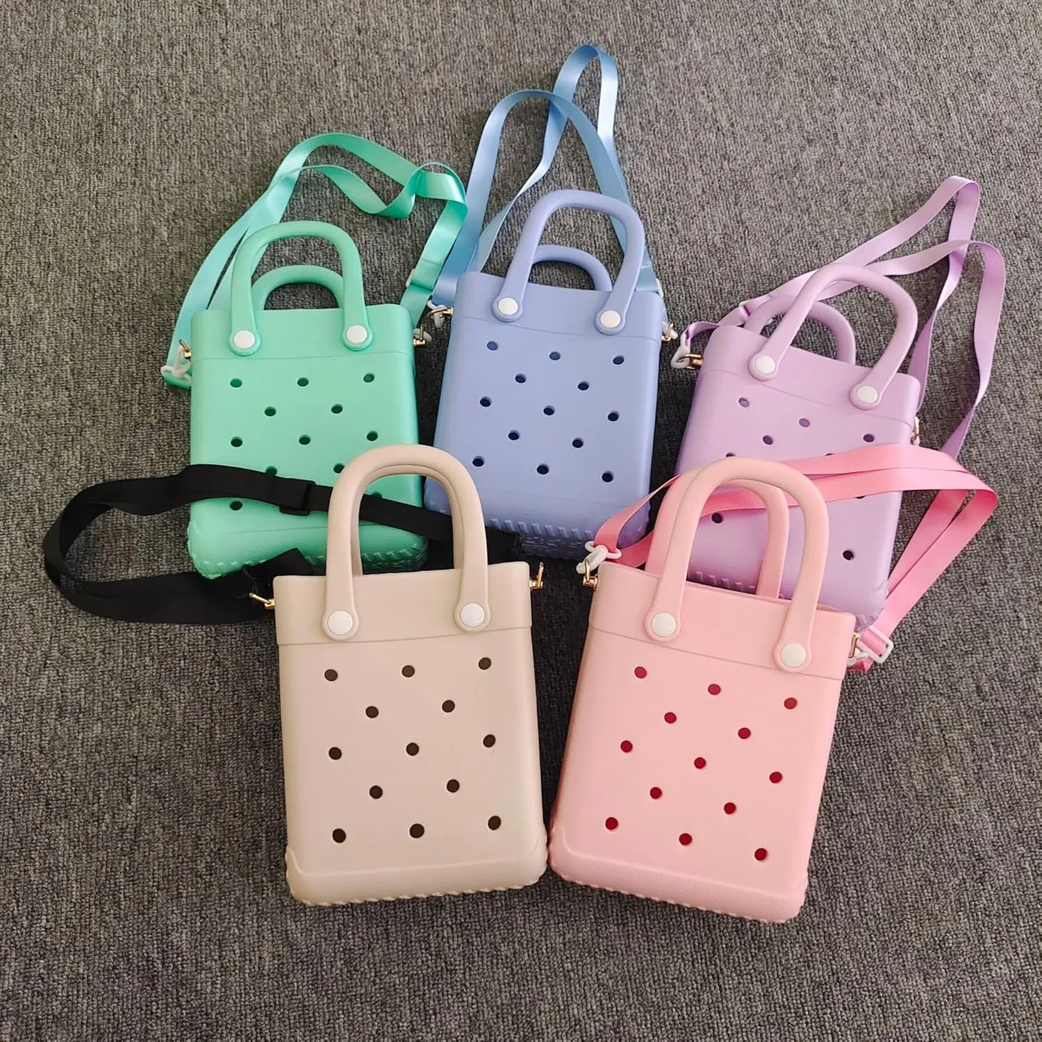 EVA Waterproof Mini Beach Tote, Bitty Rubber Travel Bags Sandproof X Small Size Handbag for Sports Gym Travel Market Outdoor