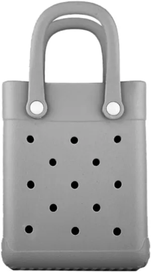 EVA Waterproof Mini Beach Tote, Bitty Rubber Travel Bags Sandproof X Small Size Handbag for Sports Gym Travel Market Outdoor