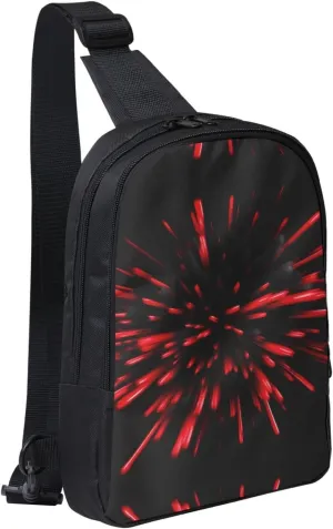 Explosion Burst Red And Black Crossbody Backpack Travel Hiking Daypack Small Chest Bag For Women Men Outdoor Sports