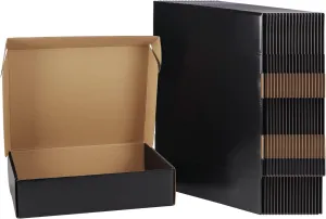 EXYGLO Shipping Cardboard Boxes for Small Business, Packing and Mailing, 12x9x3 - Pack of 20, Black