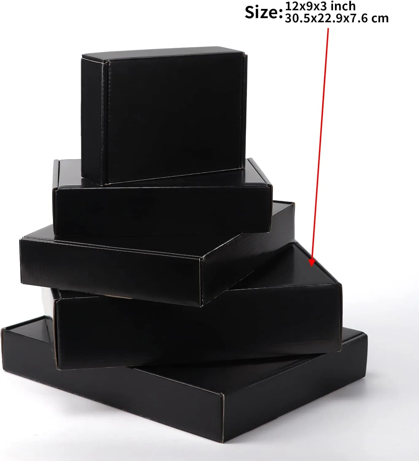 EXYGLO Shipping Cardboard Boxes for Small Business, Packing and Mailing, 12x9x3 - Pack of 20, Black