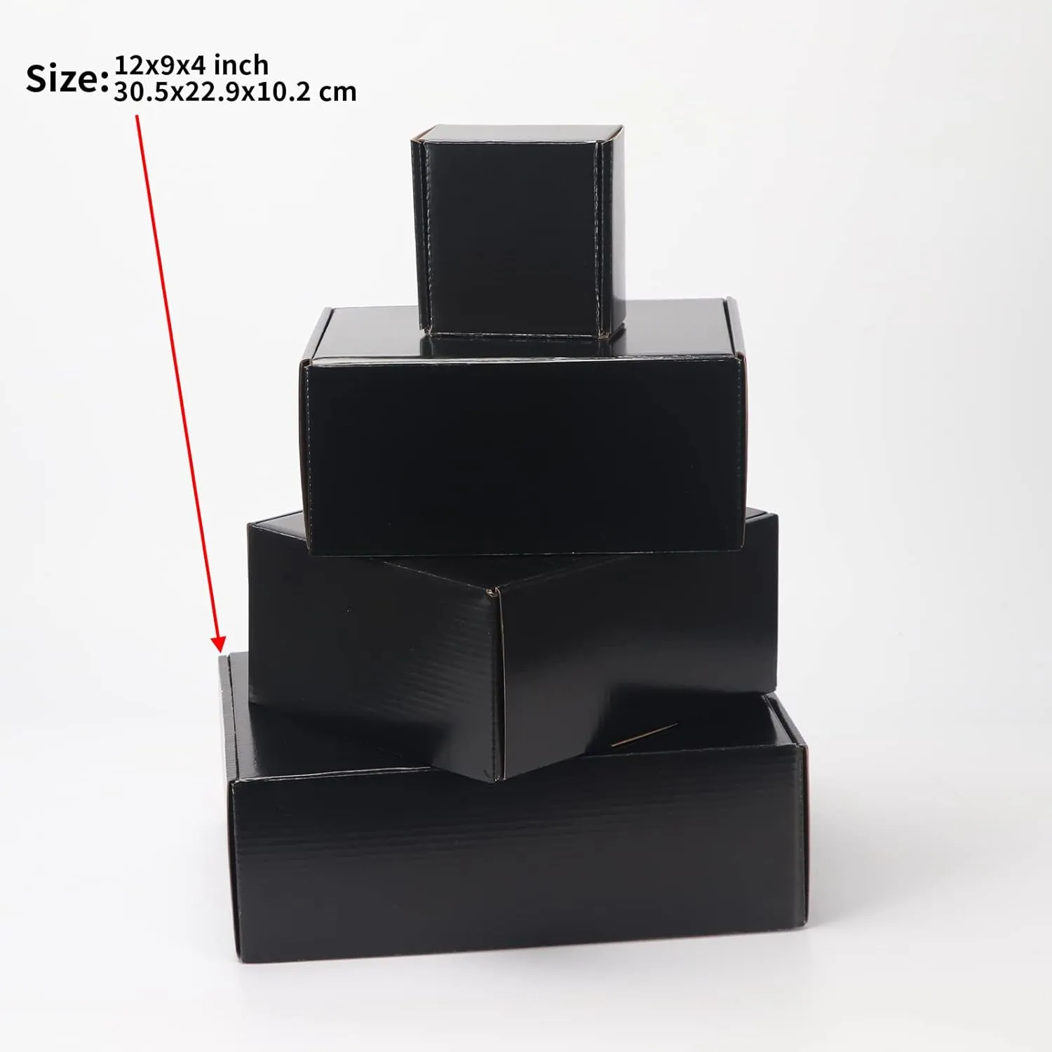 EXYGLO Shipping Cardboard Boxes for Small Business, Packing and Mailing, 12x9x4 - Pack of 20, Black