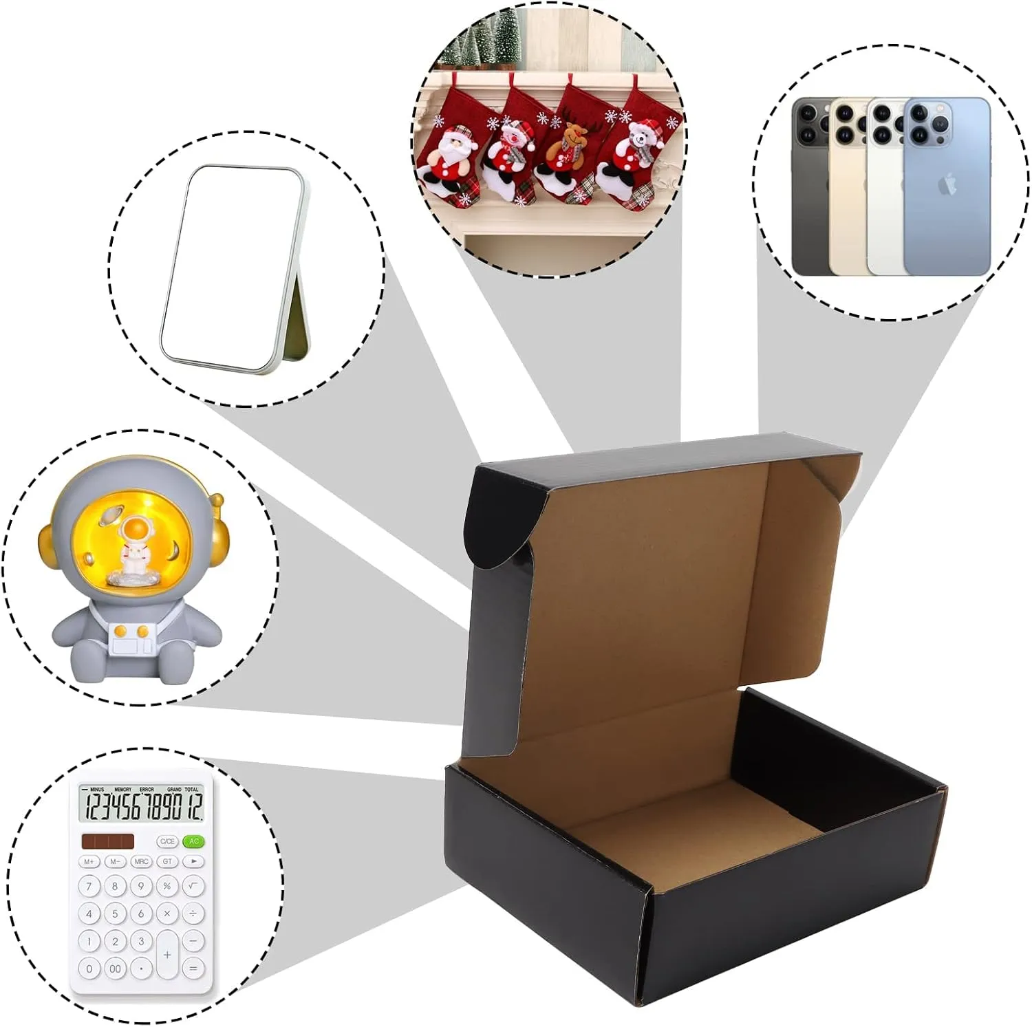 EXYGLO Shipping Cardboard Boxes for Small Business, Packing and Mailing, 7x5x2 - Pack of 25, Black