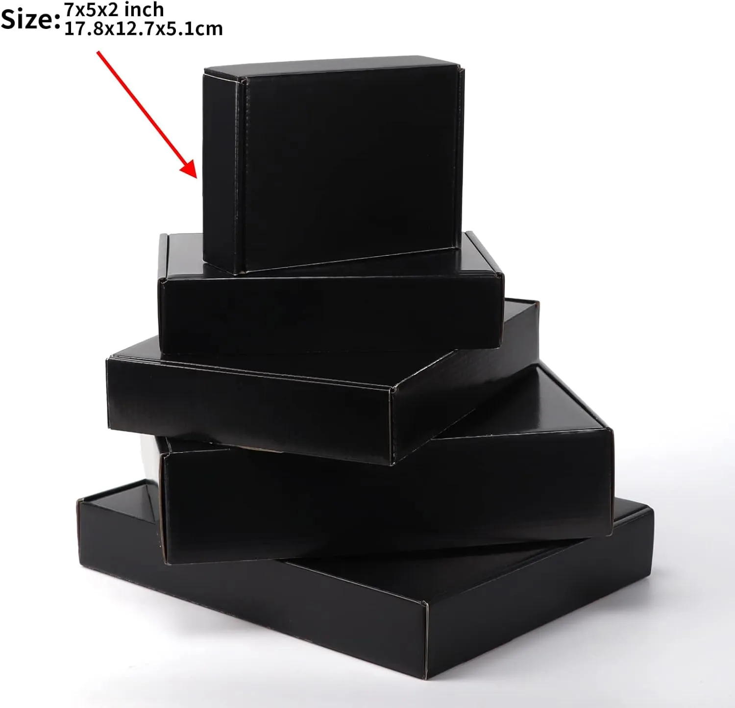 EXYGLO Shipping Cardboard Boxes for Small Business, Packing and Mailing, 7x5x2 - Pack of 25, Black