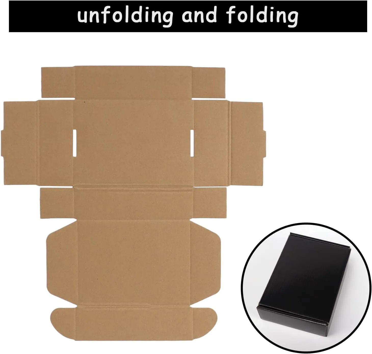 EXYGLO Shipping Cardboard Boxes for Small Business, Packing and Mailing, 7x5x2 - Pack of 25, Black