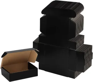 EXYGLO Shipping Cardboard Boxes for Small Business, Packing and Mailing, 7x5x2 - Pack of 25, Black