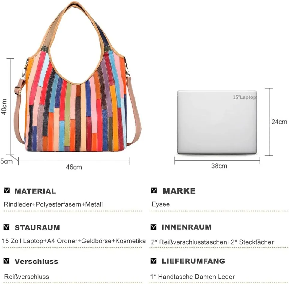 Eysee handbag women leather with large capacity, stylish shoulder bag, shopper Hobo bag women