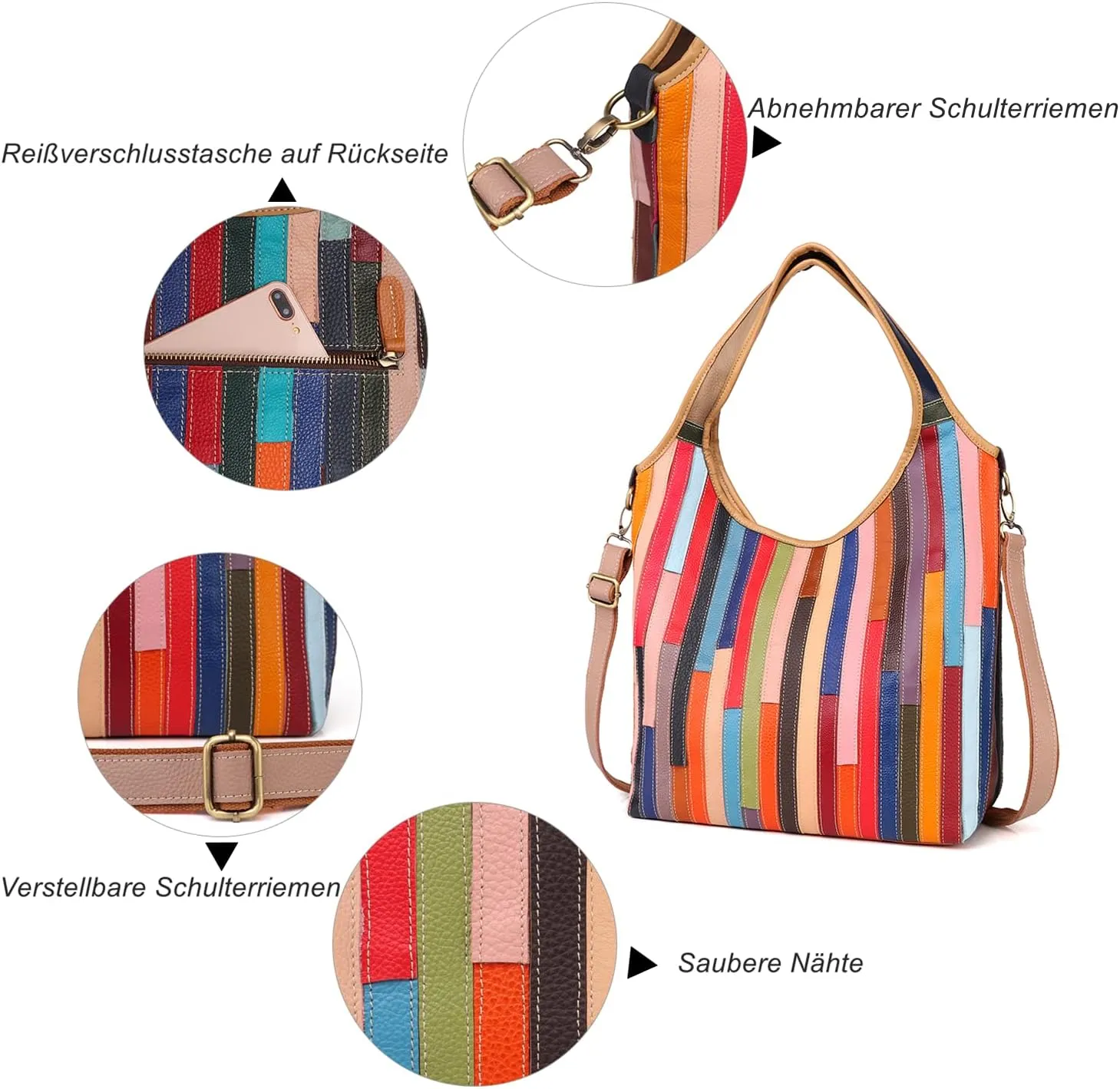 Eysee handbag women leather with large capacity, stylish shoulder bag, shopper Hobo bag women