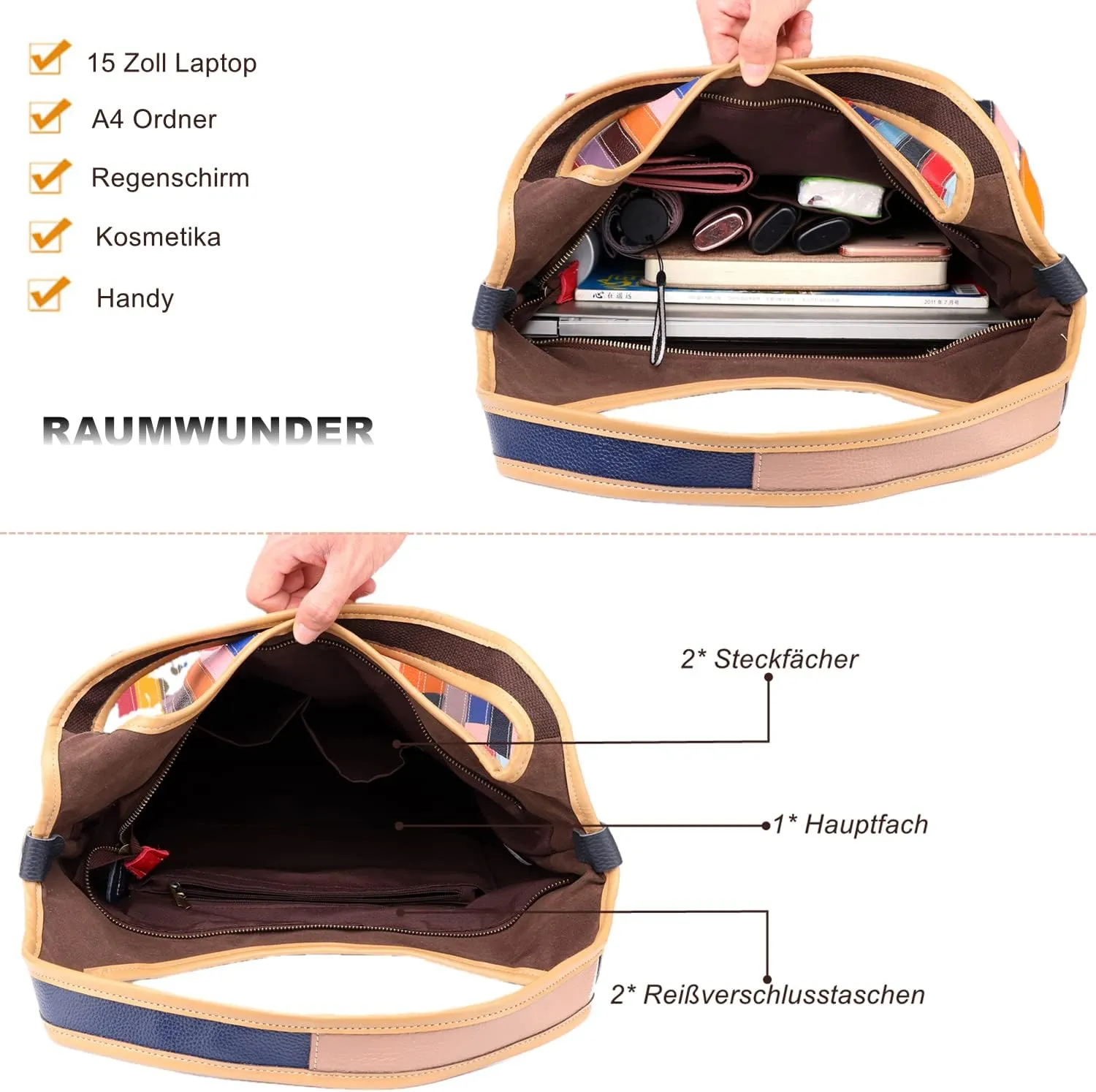 Eysee handbag women leather with large capacity, stylish shoulder bag, shopper Hobo bag women