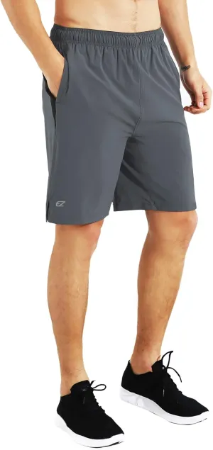 EZRUN Mens 9 Inch Lightweight Running Workout Shorts with Liner Loose-Fit Gym Shorts for Men with Zipper Pockets