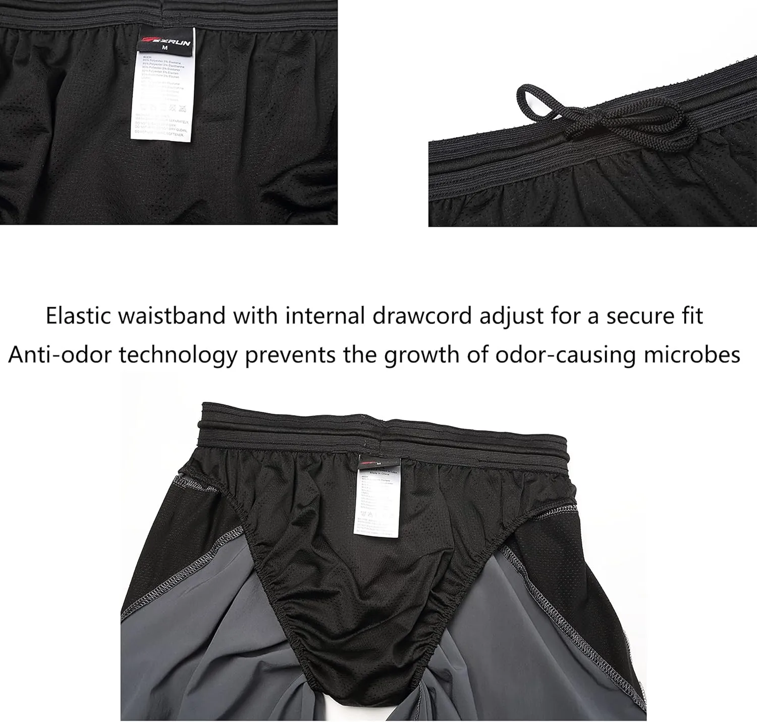 EZRUN Mens 9 Inch Lightweight Running Workout Shorts with Liner Loose-Fit Gym Shorts for Men with Zipper Pockets