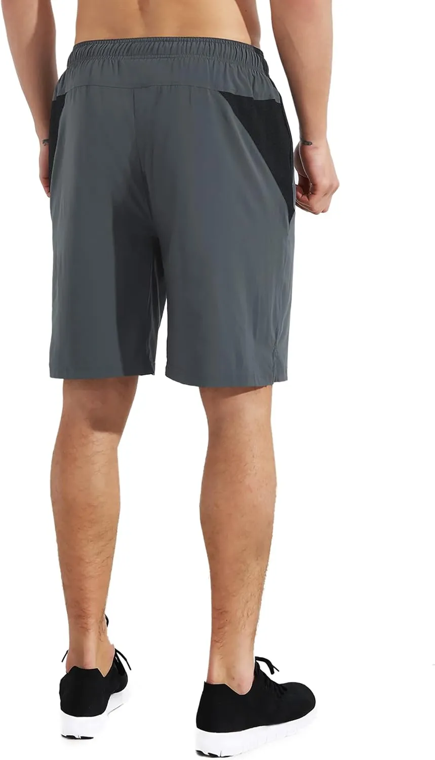 EZRUN Mens 9 Inch Lightweight Running Workout Shorts with Liner Loose-Fit Gym Shorts for Men with Zipper Pockets