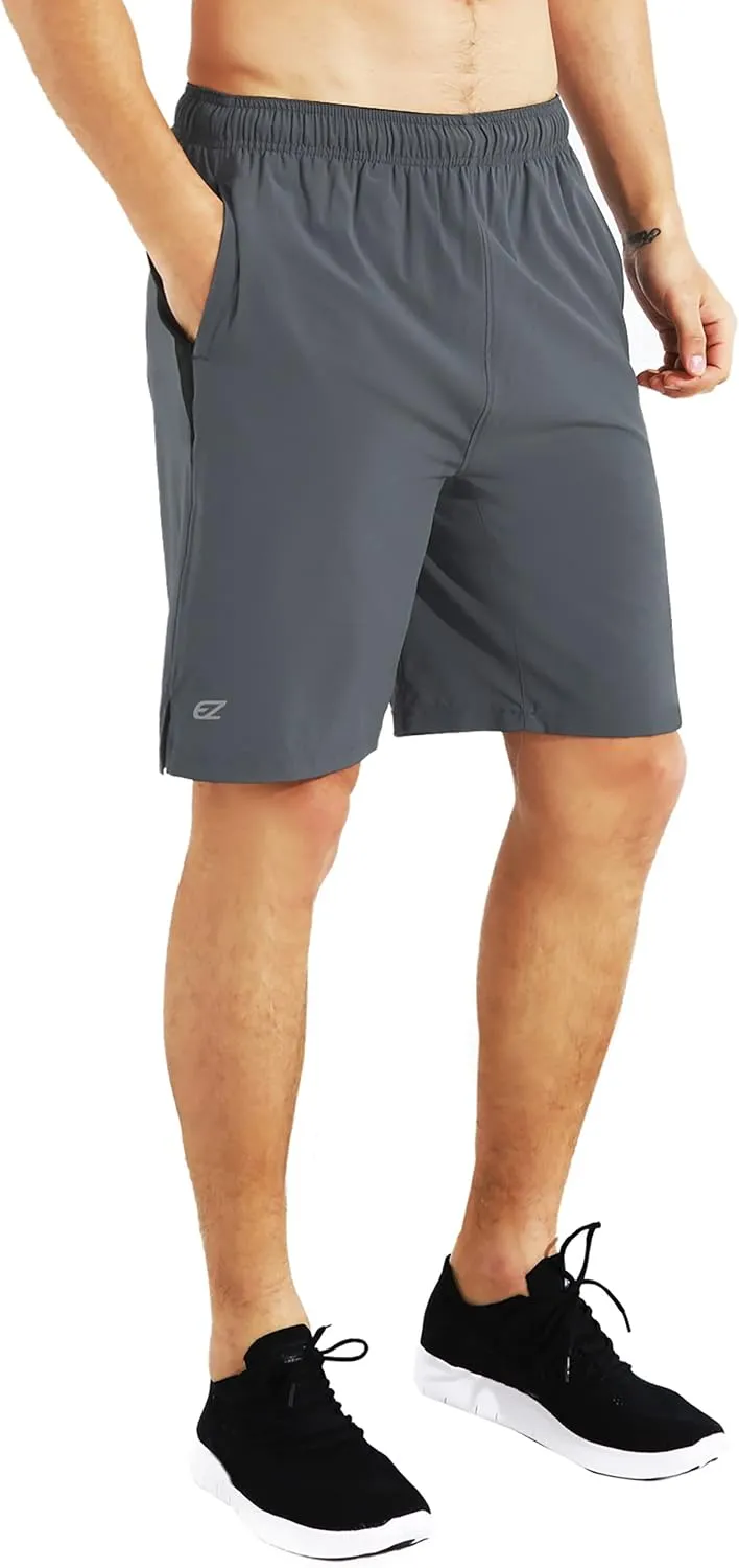 EZRUN Mens 9 Inch Lightweight Running Workout Shorts with Liner Loose-Fit Gym Shorts for Men with Zipper Pockets